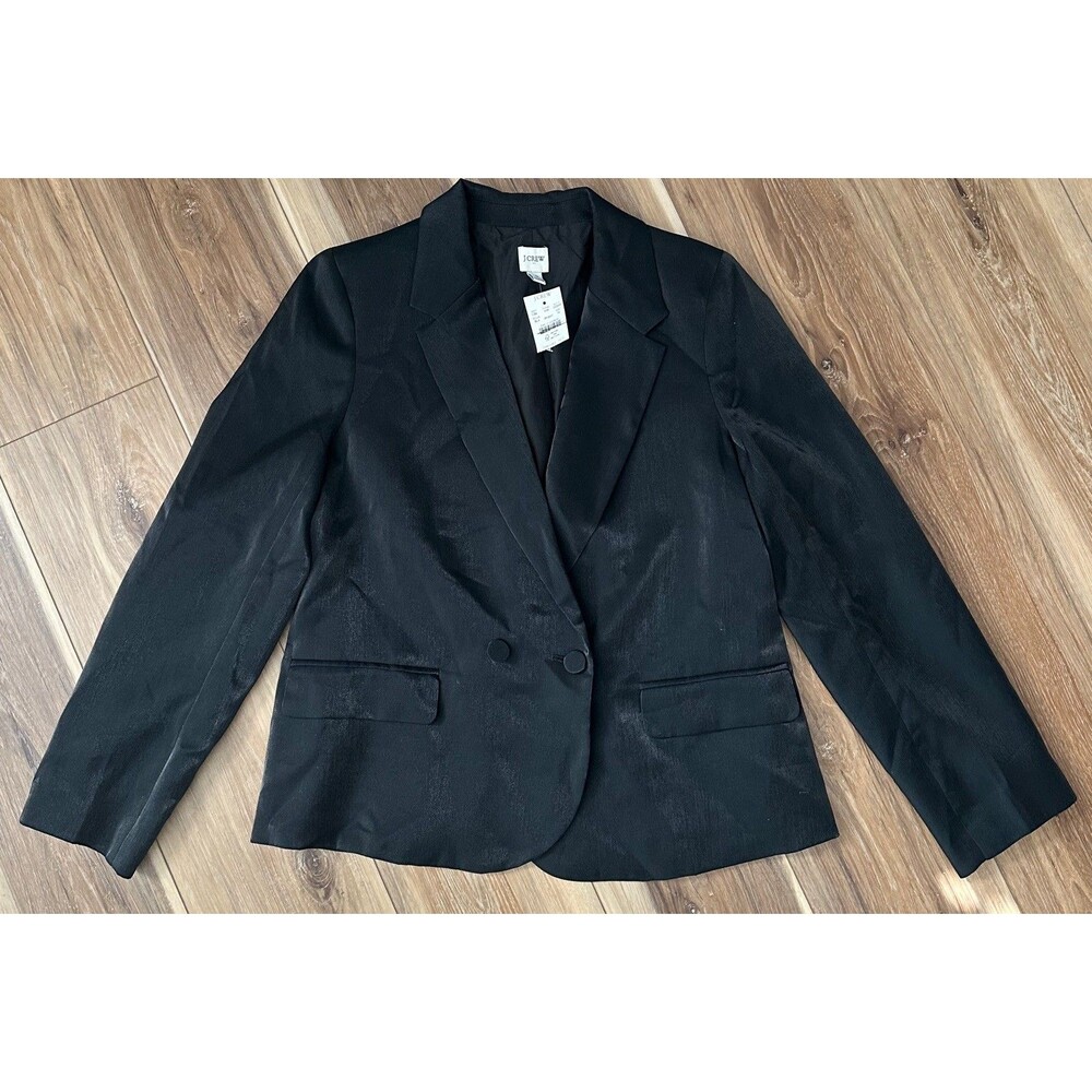 J. Crew High-shine double-breasted BLACK blazer Size 10 NWT